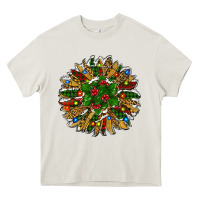 Cream Leopard Christmas Sunflower Heavy Core Tee - RanaPortraitStore