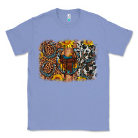Colony Blue saddle sunflower horseshoe cowhide leopard background Classic Tee - Artiststas