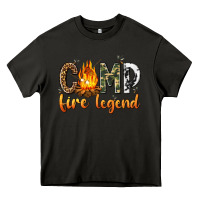 Asphalt camp fire legend with fire Heavy Core Tee - texasbilliewilder
