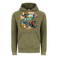 Vintage Olive farm truck farm animals Vintage Hoodie - FaDigitalArtStudio