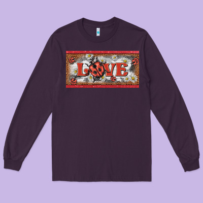 Love Ladybug    License Plate Template Long Sleeve Tee Designed By Barkaloodesign