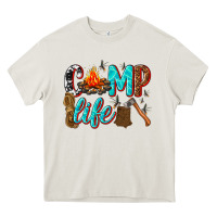Cream camp life Heavy Core Tee - texasbilliewilder