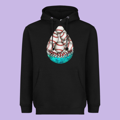 Baseball And Western Roses Teardrop  8 Heavyweight Hoodie Designed By Bundleandbundleshop