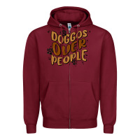 Burgundy doggos over people Zipper Hoodie - MaliasSmallBusiness