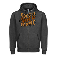 Charcoal Heather doggos over people Zipper Hoodie - MaliasSmallBusiness
