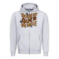 Heather Grey doggos over people Zipper Hoodie - MaliasSmallBusiness