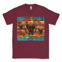 Burgundy saddle horseshoe leopard sunflower Classic Tee - Artiststas