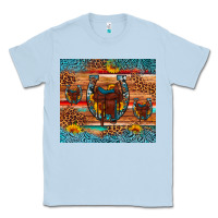 Dusty Blue saddle horseshoe leopard sunflower Classic Tee - Artiststas