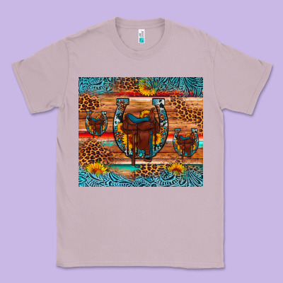 Saddle Horseshoe Leopard Sunflower Classic Tee Designed By Artiststas