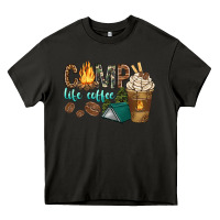 Asphalt camp life coffee with coffee cup Heavy Core Tee - texasbilliewilder