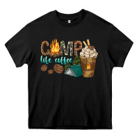 Black camp life coffee with coffee cup Heavy Core Tee - texasbilliewilder