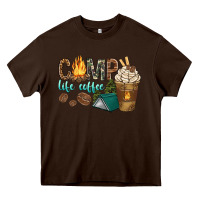 Chocolate Brown camp life coffee with coffee cup Heavy Core Tee - texasbilliewilder