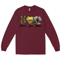 Burgundy peace love rhino Long Sleeve Tee - LillyAllenDesigns