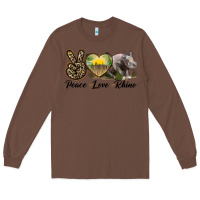 Chestnut peace love rhino Long Sleeve Tee - LillyAllenDesigns