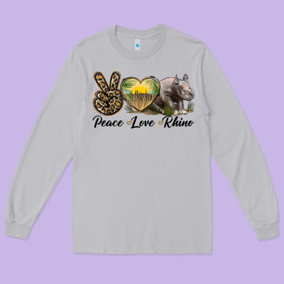 Peace Love Rhino Long Sleeve Tee Designed By Lillyallendesigns