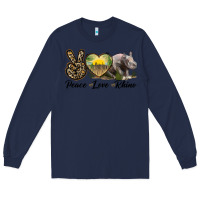 Navy peace love rhino Long Sleeve Tee - LillyAllenDesigns