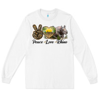 White peace love rhino Long Sleeve Tee - LillyAllenDesigns