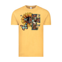Vintage Mustard leopard cross sunflower butterfly Vintage Tee - JahusDesignShop