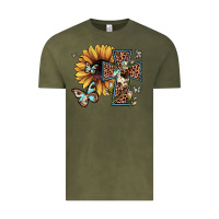 Vintage Olive leopard cross sunflower butterfly Vintage Tee - JahusDesignShop
