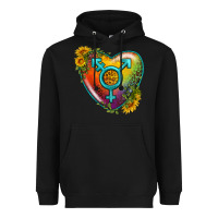 Black Lgbtq Heart With Sunflower Heavyweight Hoodie - BundleAndBundleShop