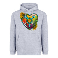 Heather Grey Lgbtq Heart With Sunflower Heavyweight Hoodie - BundleAndBundleShop
