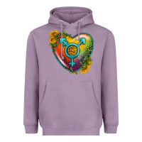 Lavender Lgbtq Heart With Sunflower Heavyweight Hoodie - BundleAndBundleShop