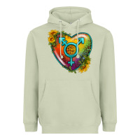 Matcha Lgbtq Heart With Sunflower Heavyweight Hoodie - BundleAndBundleShop