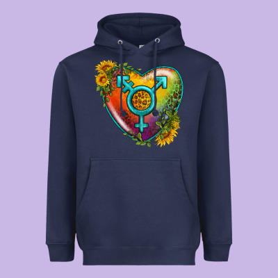 Lgbtq Heart With Sunflower Heavyweight Hoodie Designed By Bundleandbundleshop