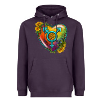 Plum Lgbtq Heart With Sunflower Heavyweight Hoodie - BundleAndBundleShop