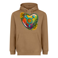 Toasted Coconut Lgbtq Heart With Sunflower Heavyweight Hoodie - BundleAndBundleShop
