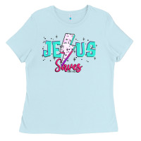 Baby Blue jesus saves Ladies Tee - JahusDesignShop
