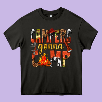 Campers Gonna Camp Western Heavy Core Tee Designed By Texasbilliewilder