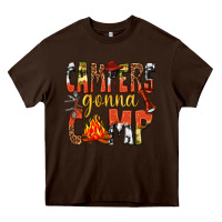 Chocolate Brown campers gonna camp western Heavy Core Tee - texasbilliewilder