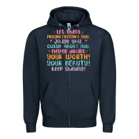 Navy let them Zipper Hoodie - MaliasSmallBusiness