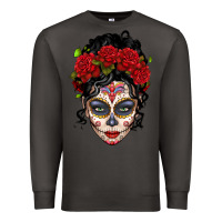 Smoke mexican sugar skull messy bun woman Premium Sweatshirt - LillyAllenDesigns