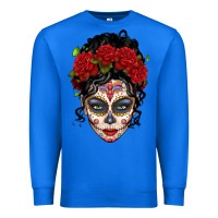 True Royal mexican sugar skull messy bun woman Premium Sweatshirt - LillyAllenDesigns