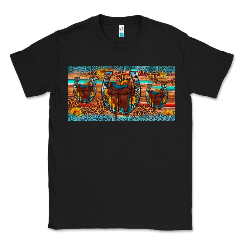 Saddle Horseshoe  Sunflower Leopard License Plate Classic Tee by Artiststas | Teevron