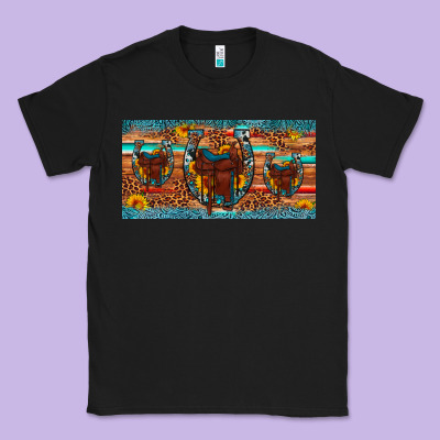 Saddle Horseshoe  Sunflower Leopard License Plate Classic Tee Designed By Artiststas