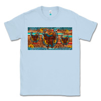 Dusty Blue saddle horseshoe  sunflower leopard license plate Classic Tee - Artiststas