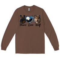 Chestnut peace love wolf head Long Sleeve Tee - LillyAllenDesigns