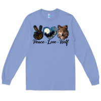 Colony Blue peace love wolf head Long Sleeve Tee - LillyAllenDesigns