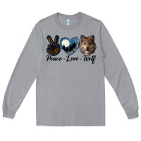Heather Grey peace love wolf head Long Sleeve Tee - LillyAllenDesigns
