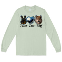 Matcha peace love wolf head Long Sleeve Tee - LillyAllenDesigns