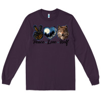 Plum peace love wolf head Long Sleeve Tee - LillyAllenDesigns