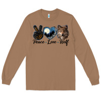 Toasted Coconut peace love wolf head Long Sleeve Tee - LillyAllenDesigns