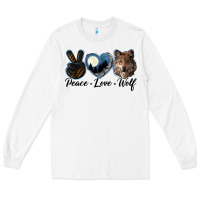 White peace love wolf head Long Sleeve Tee - LillyAllenDesigns