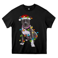 Black Pitbull With Christmas Lights Heavy Core Tee - RanaPortraitStore