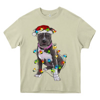 Mossy Pitbull With Christmas Lights Heavy Core Tee - RanaPortraitStore