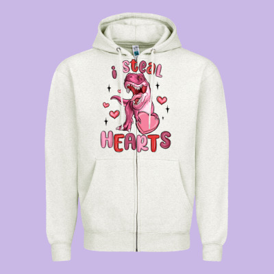 I Steal Hearts Zipper Hoodie Designed By Maliassmallbusiness