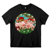 Black Christmas Pigs Heavy Core Tee - RanaPortraitStore
